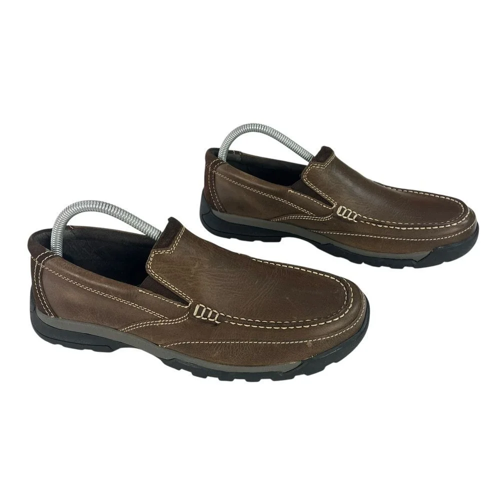Florsheim Mens 7.5 Leather Slip On Loafers‎ Retro Dad Old School Casual Shoes